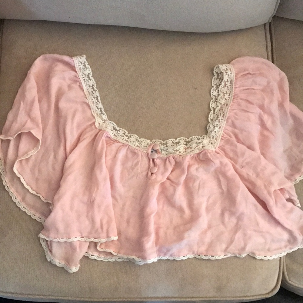 Light Pink Crop top with lace detail
